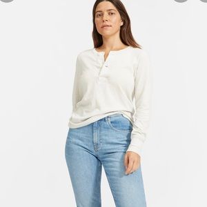 Everlane Long Sleeve ReCotton Henley in Oatmeal Sz XS